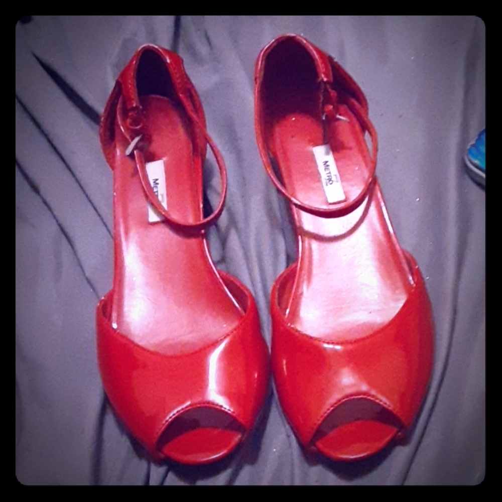 Red Wedge Sandals